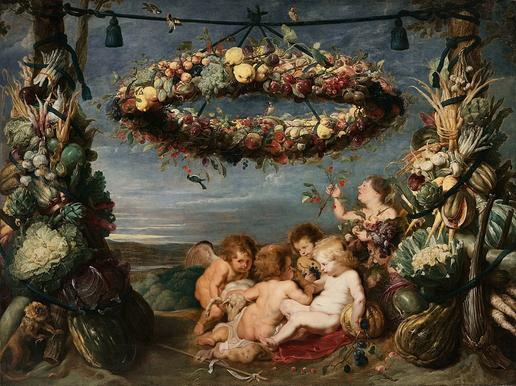Il Bambino Gesù con il Bambino San Giovanni Battista e gli angeli - Fogg Art Museum, Cambridge, figure di Rubens